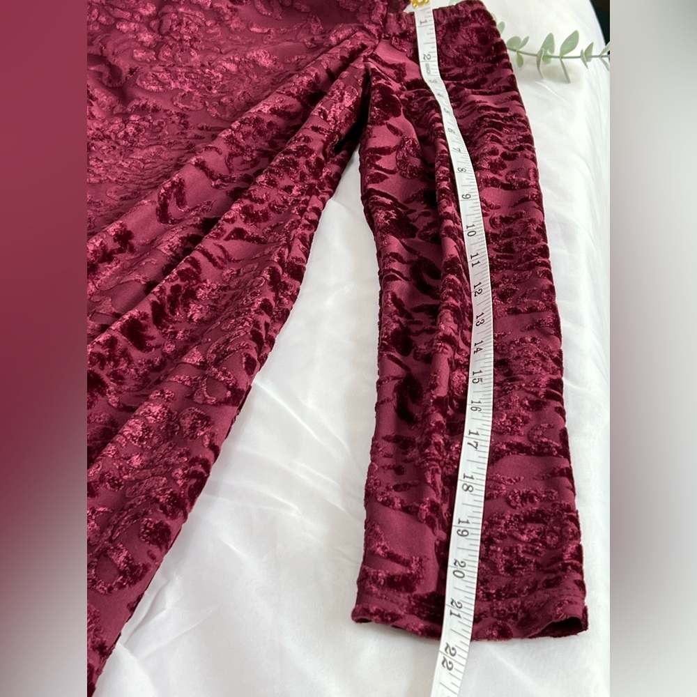 Maggy London Womens 4 Maroon Burnout Velvet Patterned Cold Shoulder Midi Dress - Picture 5 of 10